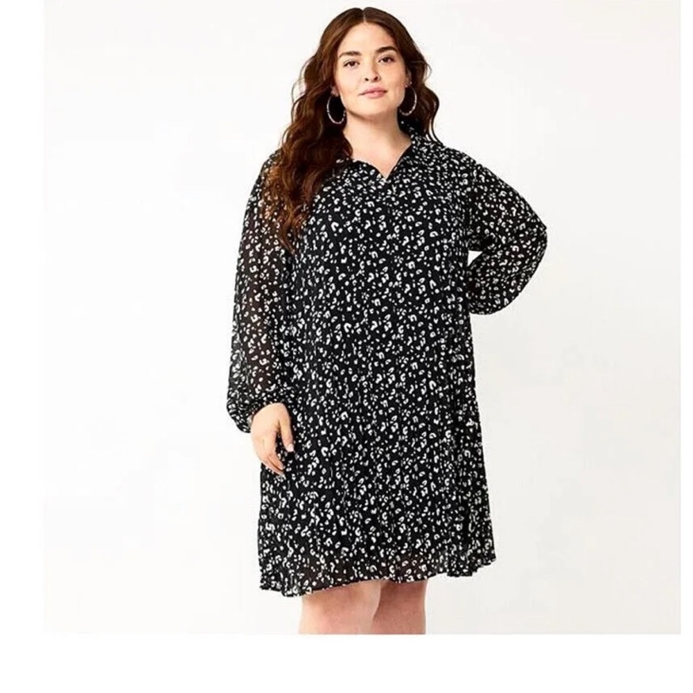 New Nine West Women's Georgette Collar Pleated Dress